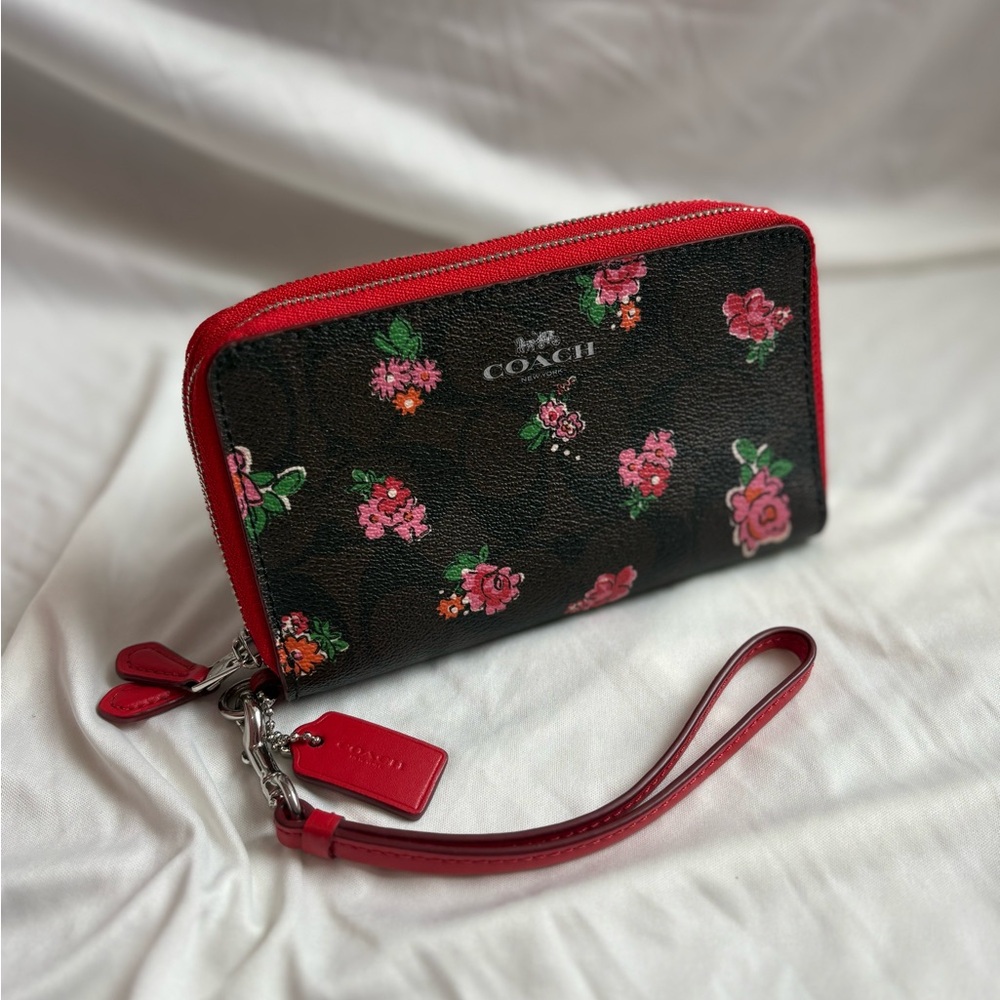 Coach Long Zip Around Wristlet Wallet / Floral Print